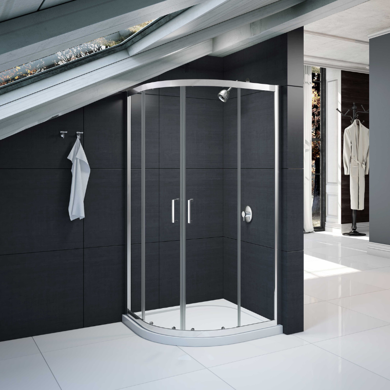 Merlyn MBOX | Double Door Quadrant Shower Enclosure | Loft Height (2 sizes, Polished Chrome)