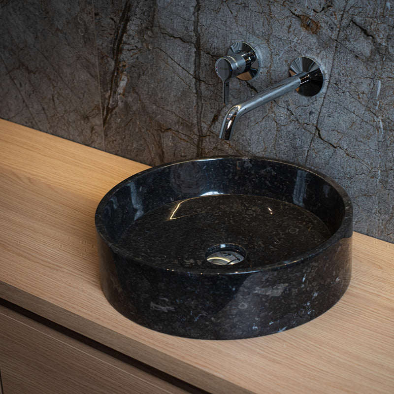 Loutro Lavabo Louise-B Round Marble Basin (1 size, Anthracite) - Brand New Bathrooms