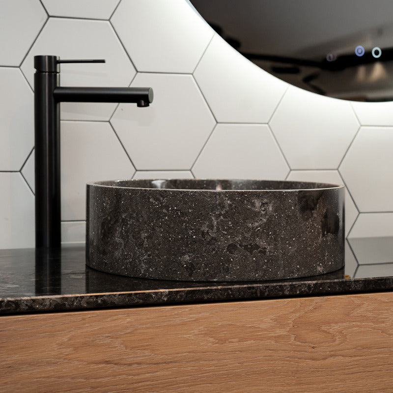 Loutro Lavabo Louise-B Round Marble Basin (1 size, Anthracite) - Brand New Bathrooms