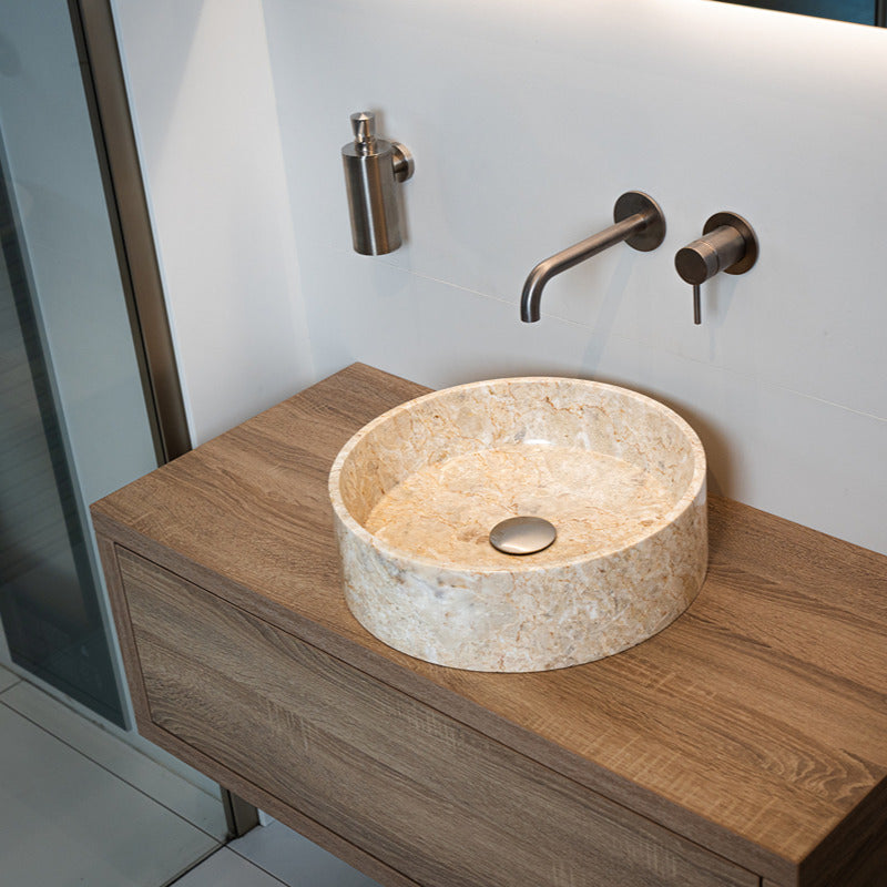 Loutro Lavabo Louise-S Round Marble Basin (1 size, Beige) - Brand New Bathrooms