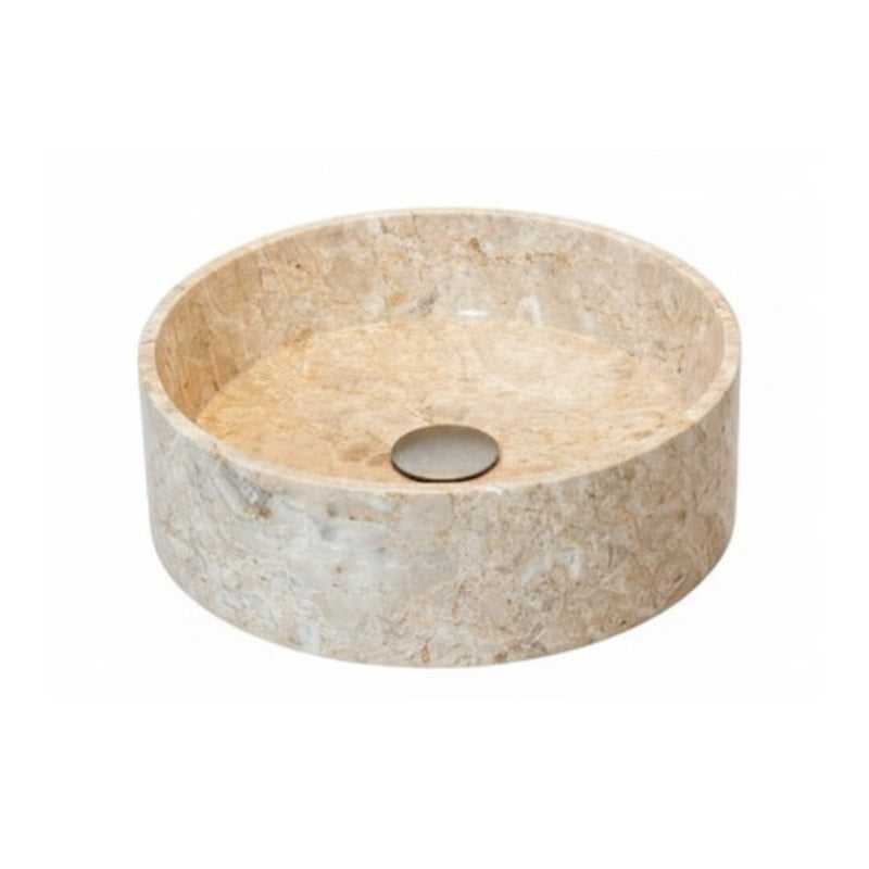 Loutro Lavabo Louise-S Round Marble Basin (1 size, Beige) - Brand New Bathrooms