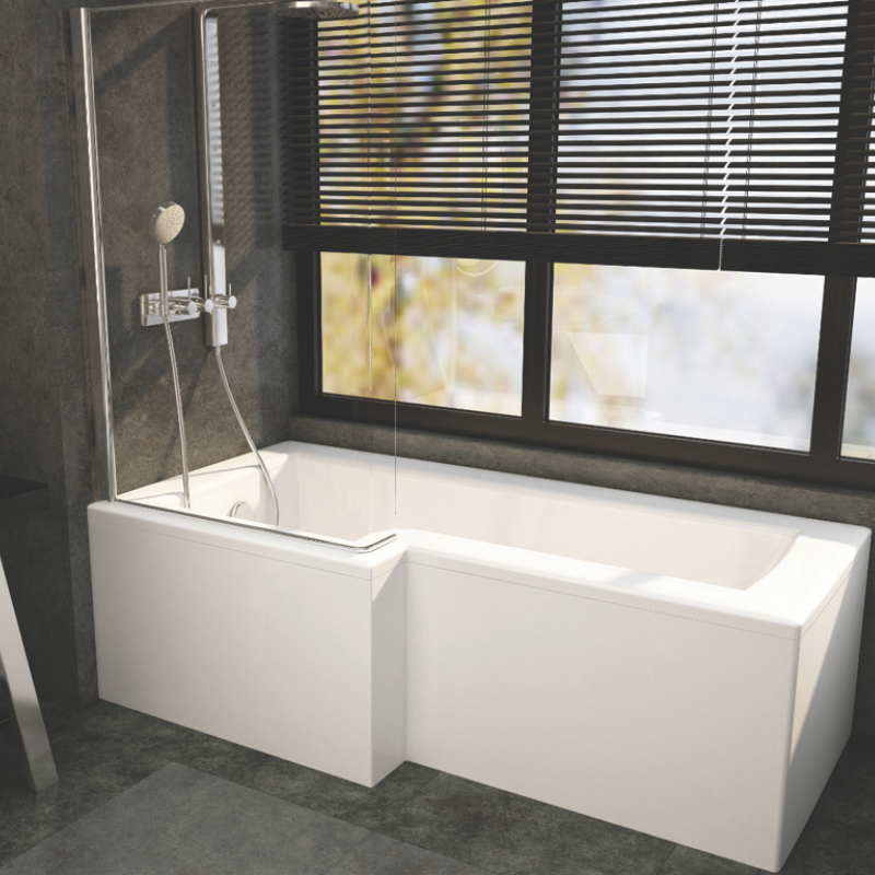 Giavani Bathrooms Complete Bathroom Suite with 1700mm L-Shape Right-Handed Shower Bath, Chrome Brassware & Vanity Unit (3 colours)