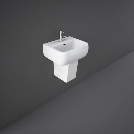 RAK Ceramics Metropolitan Pedestal Basin with 1 Tap Hole (2 sizes, 2 styles, White) BASIN ONLY - Brand New Bathrooms