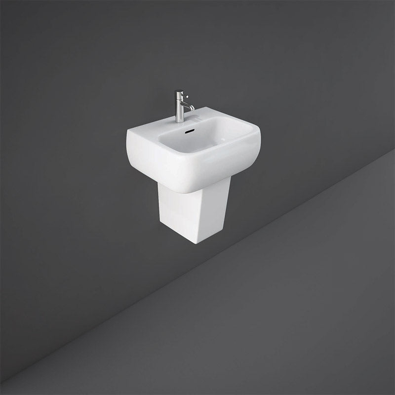 RAK Ceramics Metropolitan Pedestal Basin with 1 Tap Hole (2 sizes, 2 styles, White) BASIN ONLY - Brand New Bathrooms