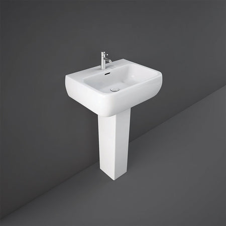 RAK Ceramics Metropolitan Pedestal Basin with 1 Tap Hole (2 sizes, 2 styles, White) BASIN ONLY - Brand New Bathrooms