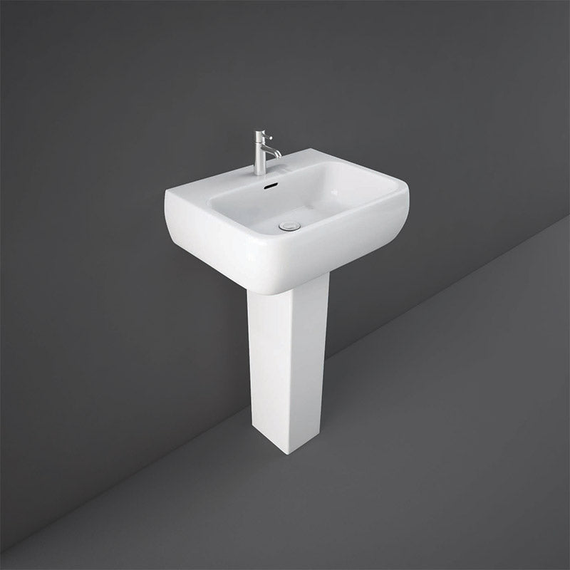 RAK Ceramics Metropolitan Pedestal Basin with 1 Tap Hole (2 sizes, 2 styles, White) BASIN ONLY - Brand New Bathrooms