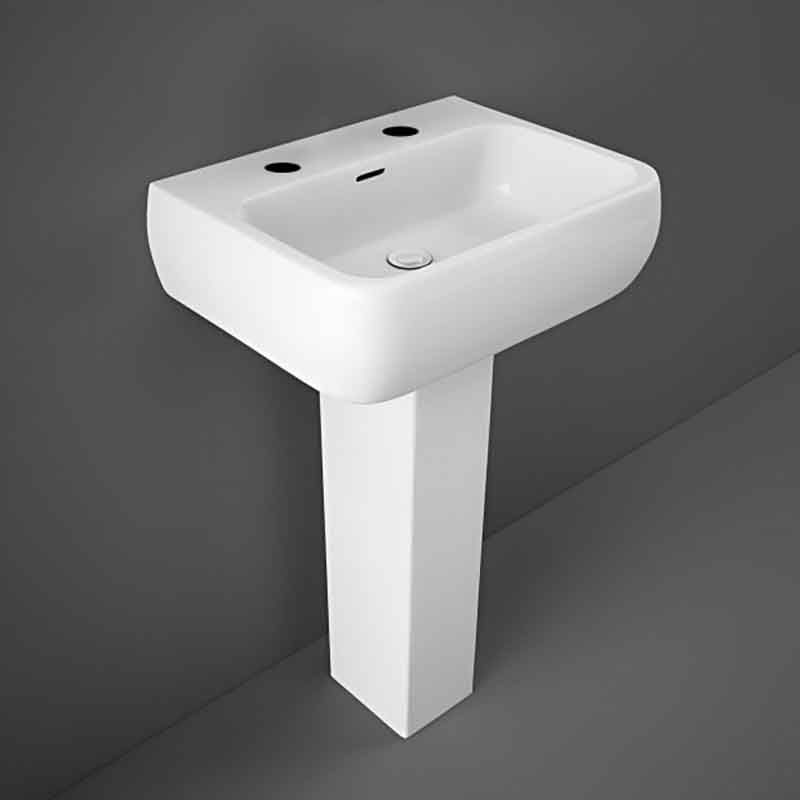 RAK Ceramics Metropolitan 415mm Pedestal Basin with 2 Tap Holes (1 size, Alpine White) BASIN ONLY - Brand New Bathrooms