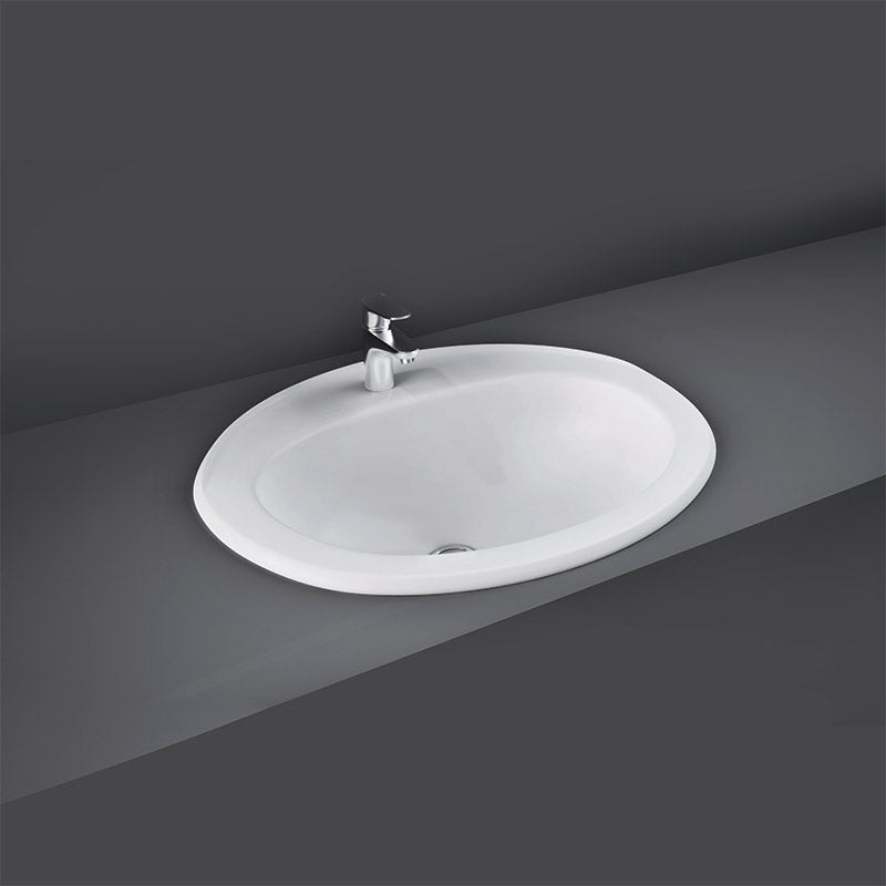 RAK Ceramics Mira 560mm In-Countertop Basin (1 size, 2 styles, Alpine White) - Brand New Bathrooms