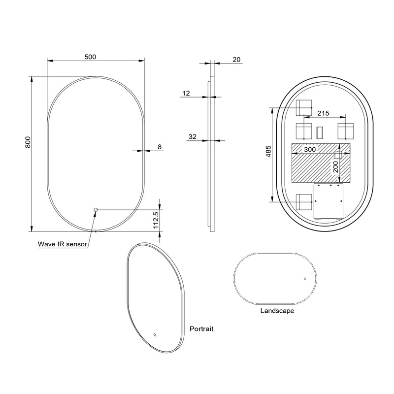 Scudo Aubrey LED Tablet Mirror (1 size, 5 colours) - Brand New Bathrooms