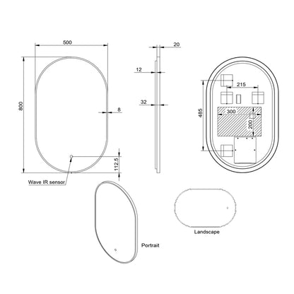Scudo Aubrey LED Tablet Mirror (1 size, 5 colours) - Brand New Bathrooms