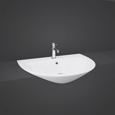 RAK Ceramics Morning 420mm Semi Recessed Basin with 1 Tap Hole (1 size, Alpine White) - Brand New Bathrooms
