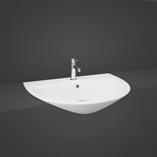 RAK Ceramics Morning 420mm Semi Recessed Basin with 1 Tap Hole (1 size, Alpine White) - Brand New Bathrooms