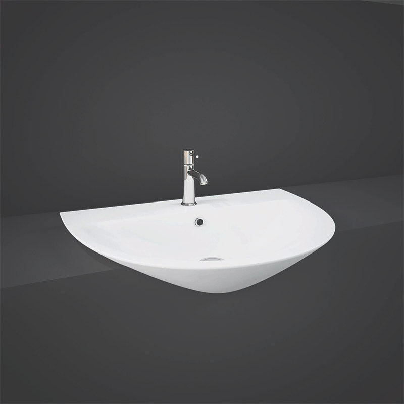 RAK Ceramics Morning 420mm Semi Recessed Basin with 1 Tap Hole (1 size, Alpine White) - Brand New Bathrooms