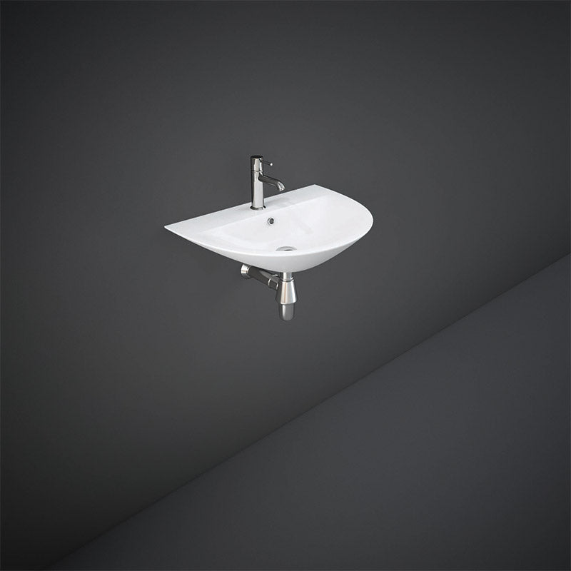 RAK Ceramics Morning Wall Hung Basin with 1 Tap Hole (4 sizes, White) - Brand New Bathrooms