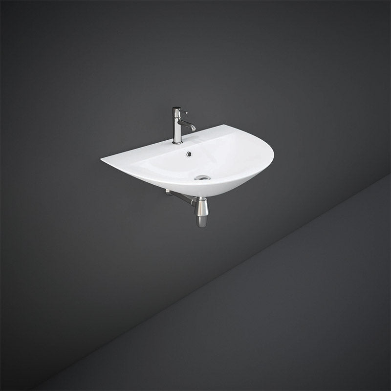 RAK Ceramics Morning Wall Hung Basin with 1 Tap Hole (4 sizes, White) - Brand New Bathrooms