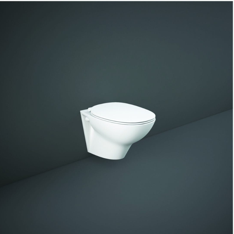 RAK Ceramics Morning Rimless Wall Hung WC Pan With Exposed Fittings (1 size, White) - Brand New Bathrooms