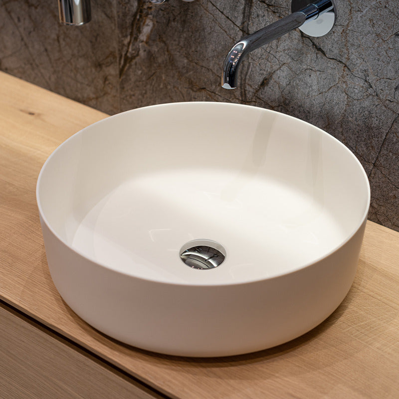 Loutro Lavabo Malia Round Solid Surface Basin (1 size, Matt White) - Brand New Bathrooms