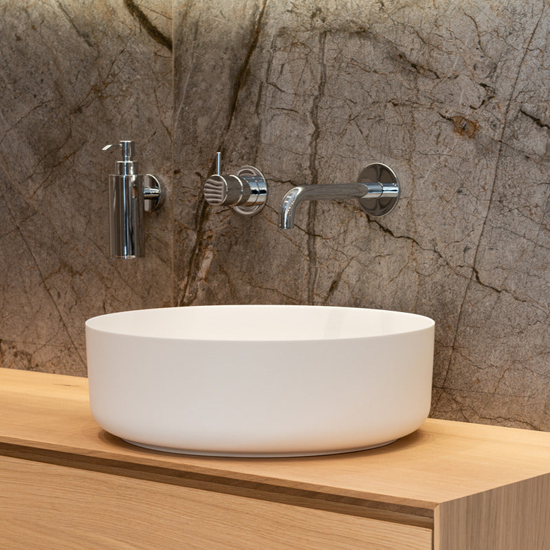 Loutro Lavabo Malia Round Solid Surface Basin (1 size, Matt White) - Brand New Bathrooms