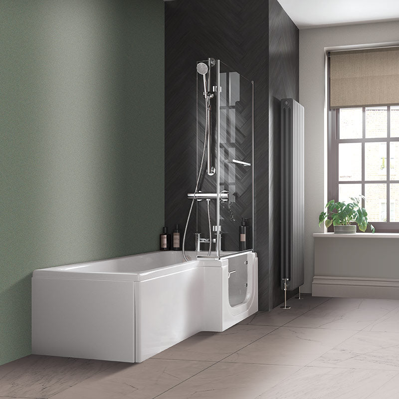 Mantaleda Savana Walk-in Shower Bathtub & Bathscreen (1 size, 2 styles, White) - Brand New Bathrooms