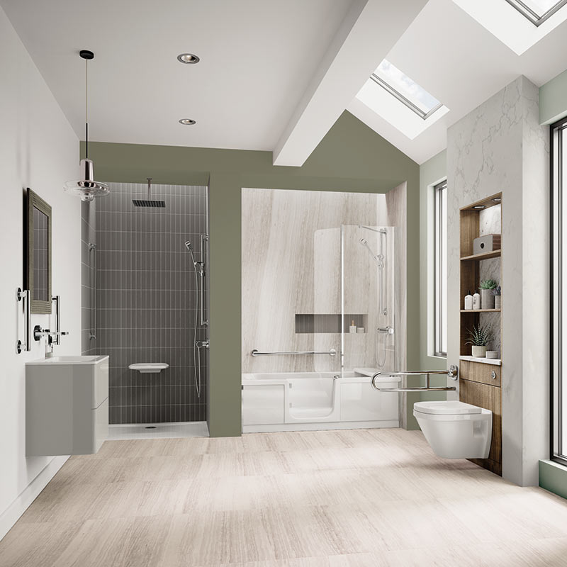 Mantaleda Kineduo Walk-In Shower Bathtub (Complete Set) (2 sizes, 2 styles, White) - Brand New Bathrooms
