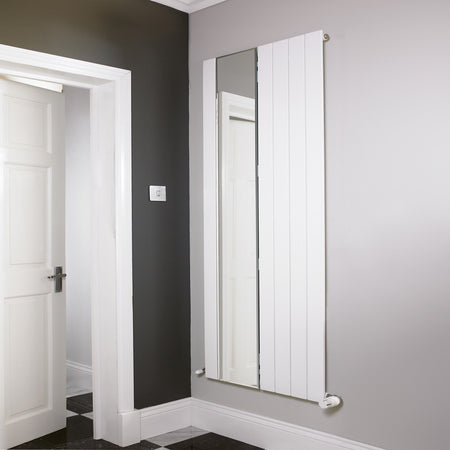 Eucotherm Mars Mirror Single Vertical Flat Panel Radiator (2 colours, 1 size) - Brand New Bathrooms
