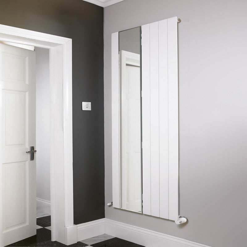 Eucotherm Mars Mirror Single Vertical Flat Panel Radiator (2 colours, 1 size) - Brand New Bathrooms
