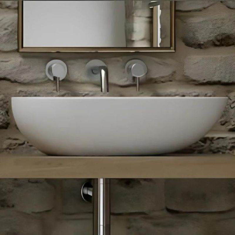 Royce Morgan Mississippi Stone Counter Top Basin (1 size, White) - Brand New Bathrooms