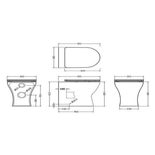 Nuie Freya Back To Wall Toilet Pan & Soft Close Seat (1 size, White) - Brand New Bathrooms