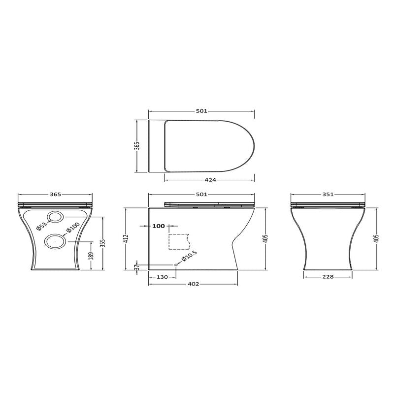 Nuie Freya Back To Wall Toilet Pan & Soft Close Seat (1 size, White) - Brand New Bathrooms