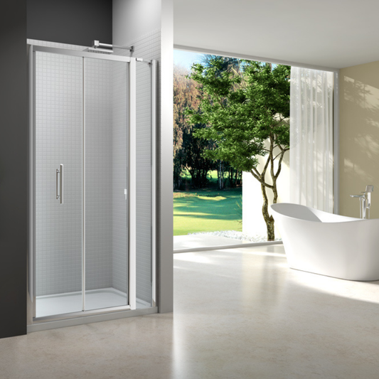 Merlyn 6 Series | Bifold Shower Door and Inline Panel (8 sizes, Chrome)
