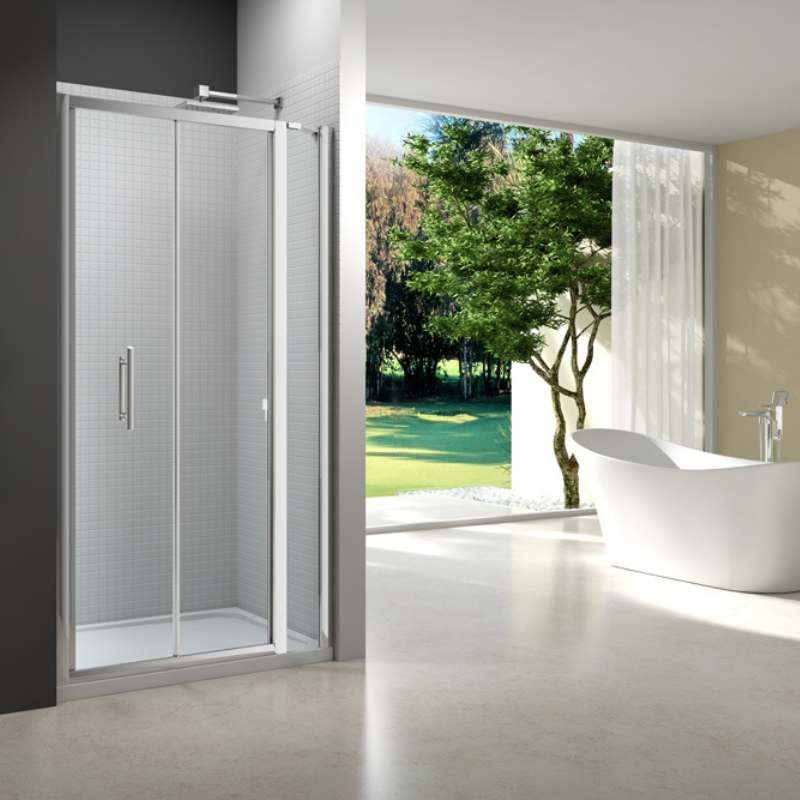 Merlyn 6 Series | Bifold Shower Door and Inline Panel (8 sizes, Chrome)