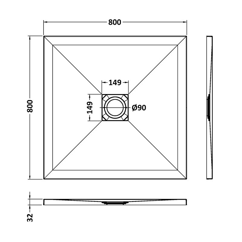 Nuie Square Slimline Shower Tray (2 sizes, White) - Brand New Bathrooms