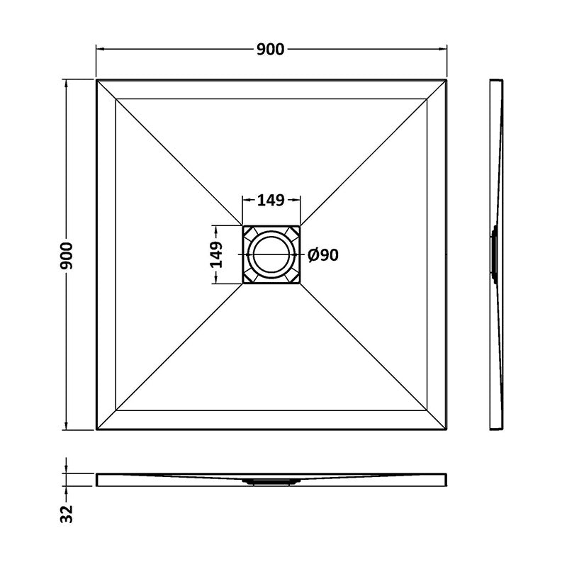 Nuie Square Slimline Shower Tray (2 sizes, White) - Brand New Bathrooms