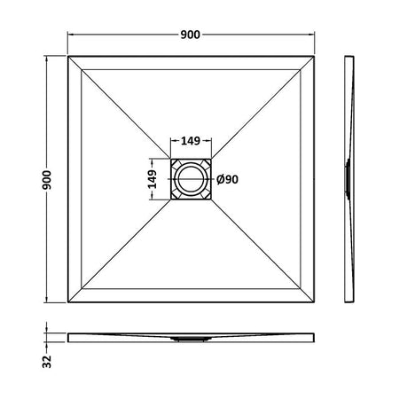Nuie Square Slimline Shower Tray (2 sizes, White) - Brand New Bathrooms