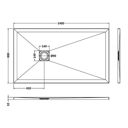 Nuie Rectangular Slimline Shower Tray (8 sizes, White) - Brandnew Bathroom