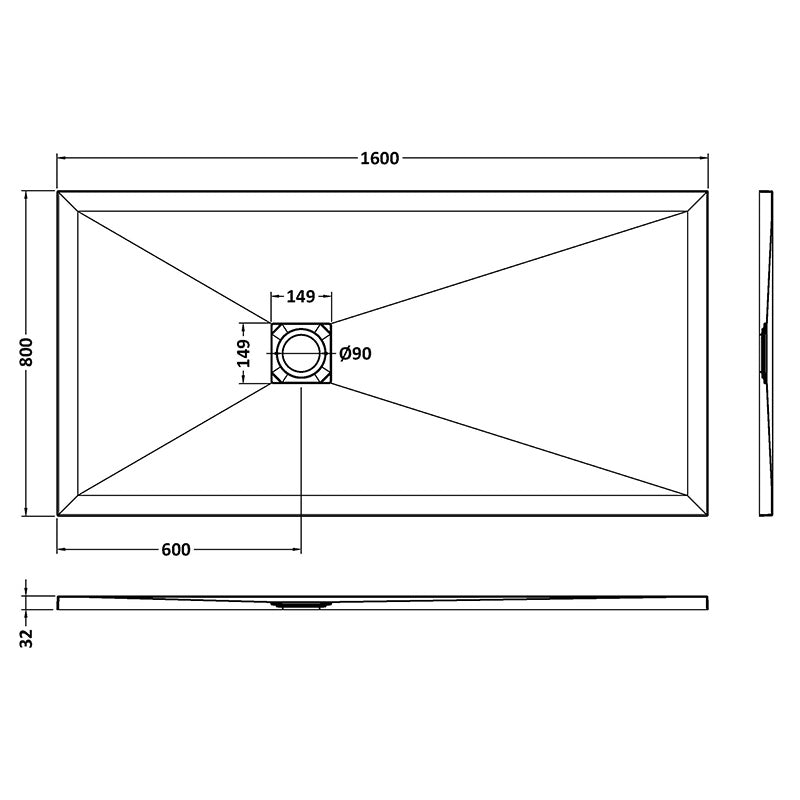 Nuie Rectangular Slimline Shower Tray (8 sizes, White) - Brandnew Bathroom