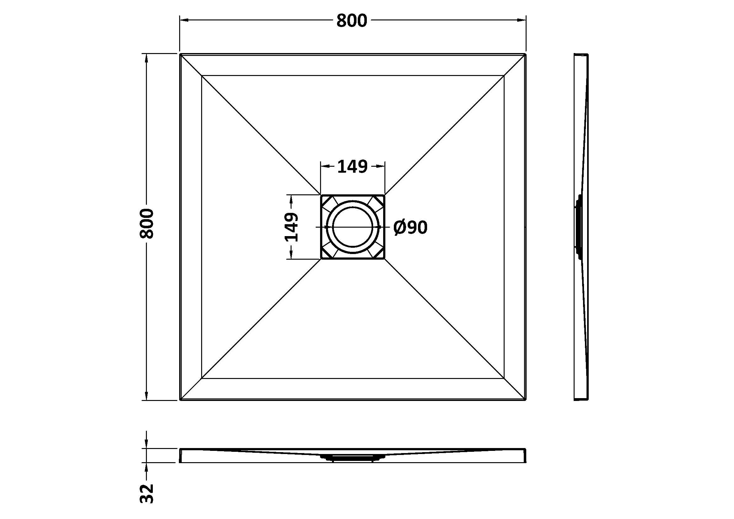Nuie Square Slimline Shower Tray (2 sizes, Grey) - Brand New Bathrooms