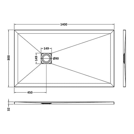 Nuie Rectangular Slimline Shower Tray (8 sizes, Grey) - Brandnew Bathroom