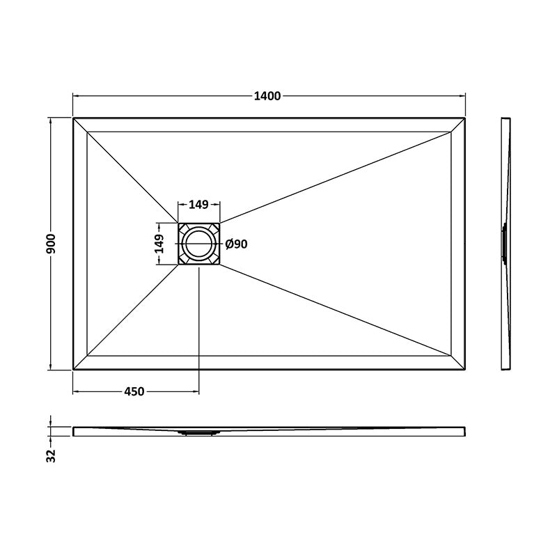 Nuie Rectangular Slimline Shower Tray (8 sizes, Grey) - Brandnew Bathroom