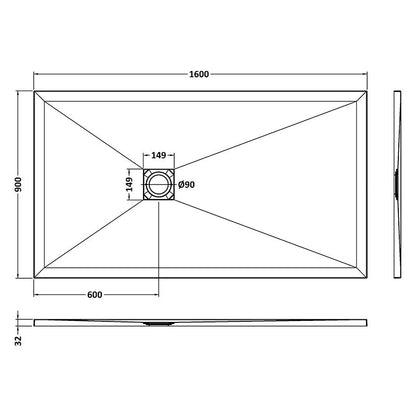 Nuie Rectangular Slimline Shower Tray (8 sizes, Grey) - Brandnew Bathroom