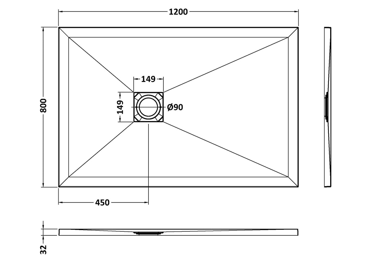 Nuie Rectangular Slimline Shower Tray (8 sizes, Black) - Brand New Bathrooms