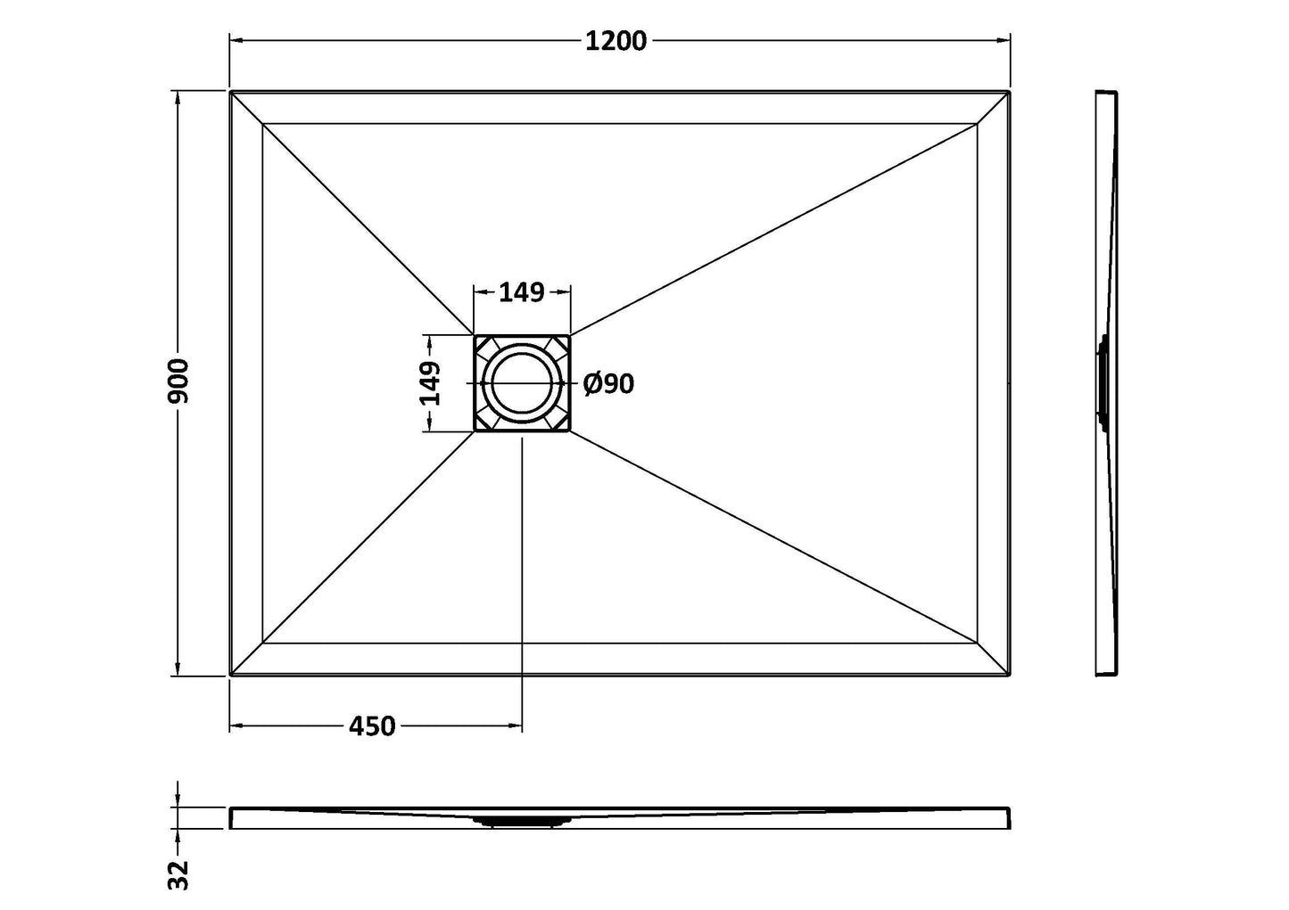 Nuie Rectangular Slimline Shower Tray (8 sizes, Black) - Brand New Bathrooms