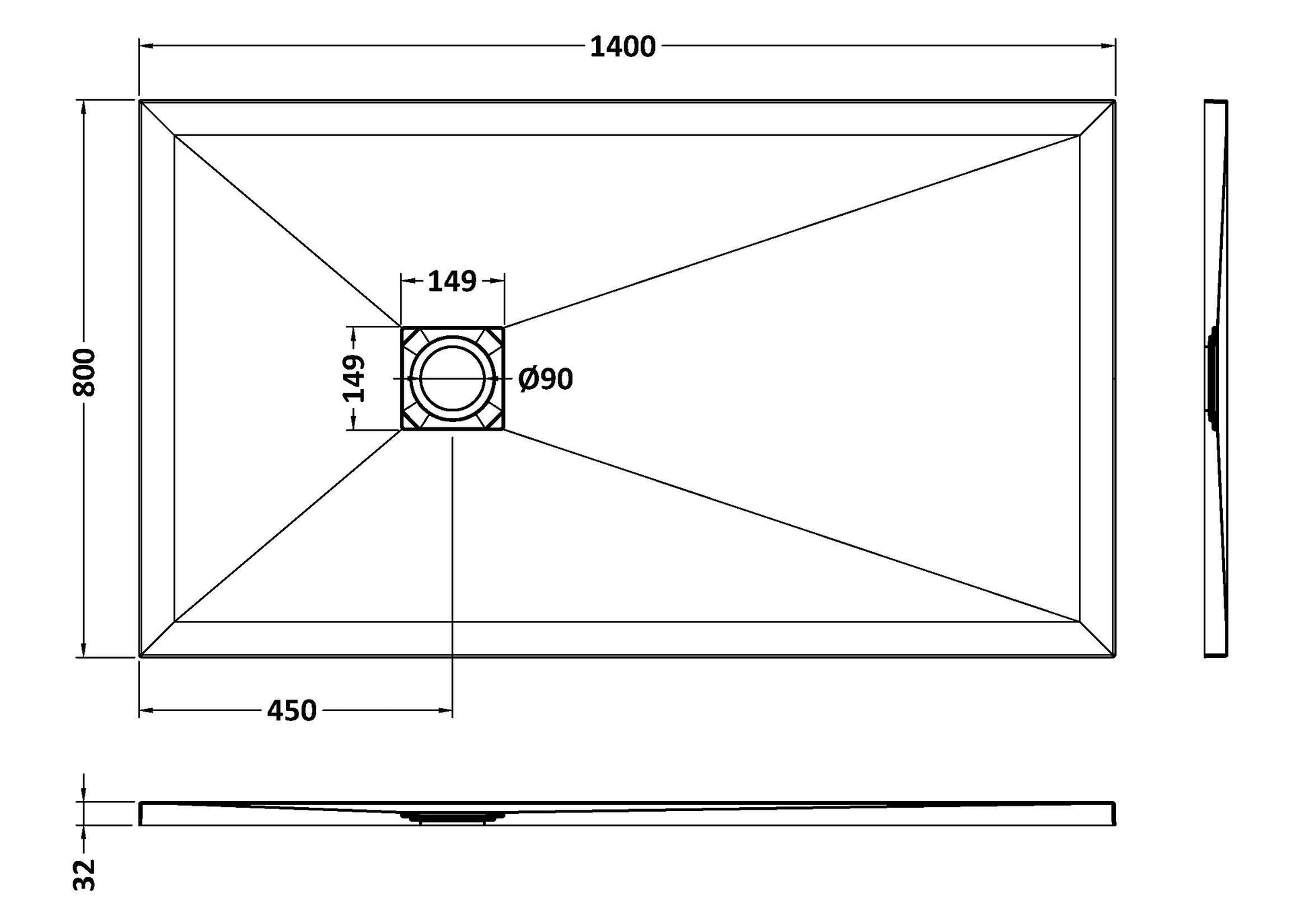 Nuie Rectangular Slimline Shower Tray (8 sizes, Black) - Brand New Bathrooms