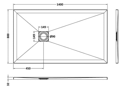 Nuie Rectangular Slimline Shower Tray (8 sizes, Black) - Brand New Bathrooms