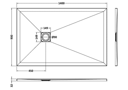 Nuie Rectangular Slimline Shower Tray (8 sizes, Black) - Brand New Bathrooms