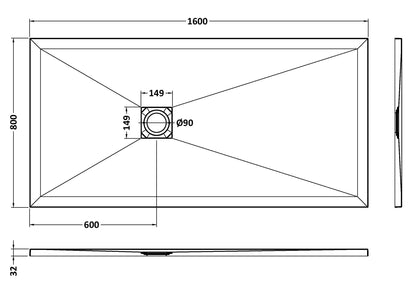 Nuie Rectangular Slimline Shower Tray (8 sizes, Black) - Brand New Bathrooms