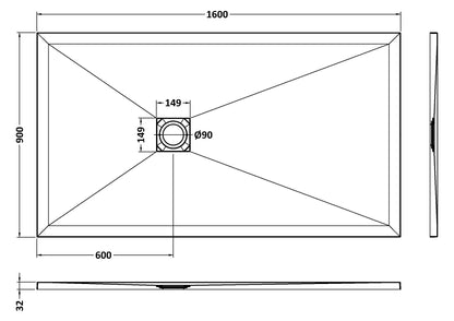 Nuie Rectangular Slimline Shower Tray (8 sizes, Black) - Brand New Bathrooms