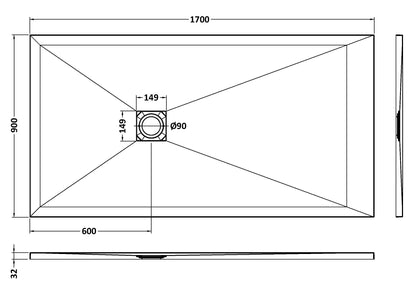 Nuie Rectangular Slimline Shower Tray (8 sizes, Black) - Brand New Bathrooms