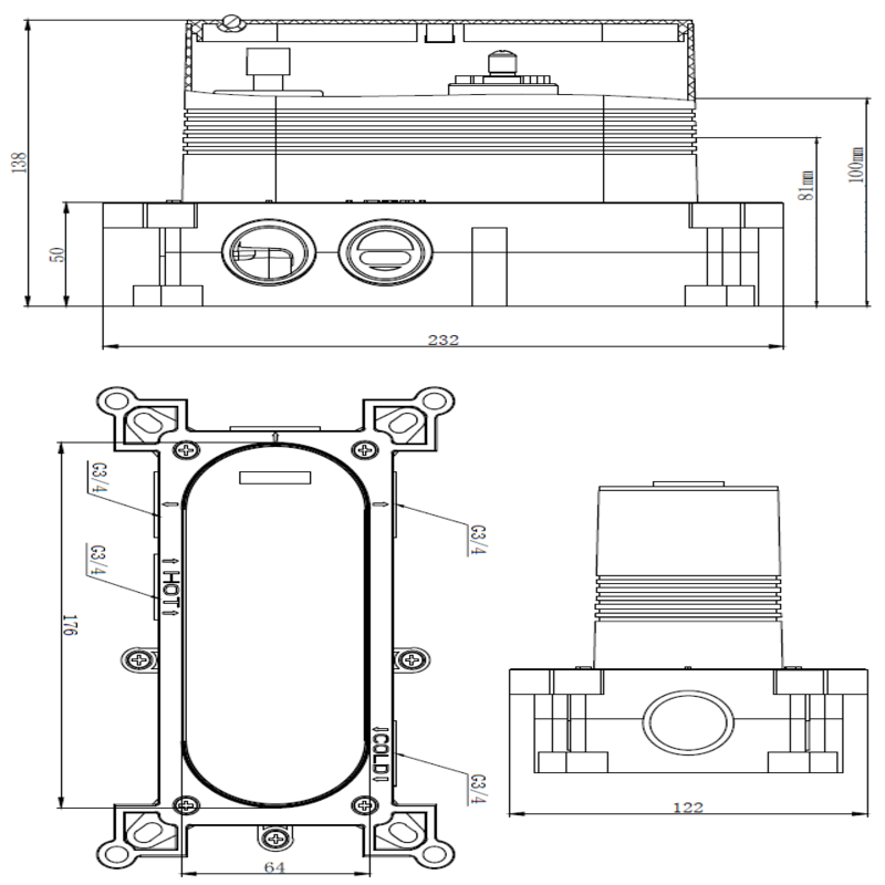 Scudo Core Concealed Valve Body Single Outlet Universal (1 size, Black, 3 styles) - Brand New Bathrooms