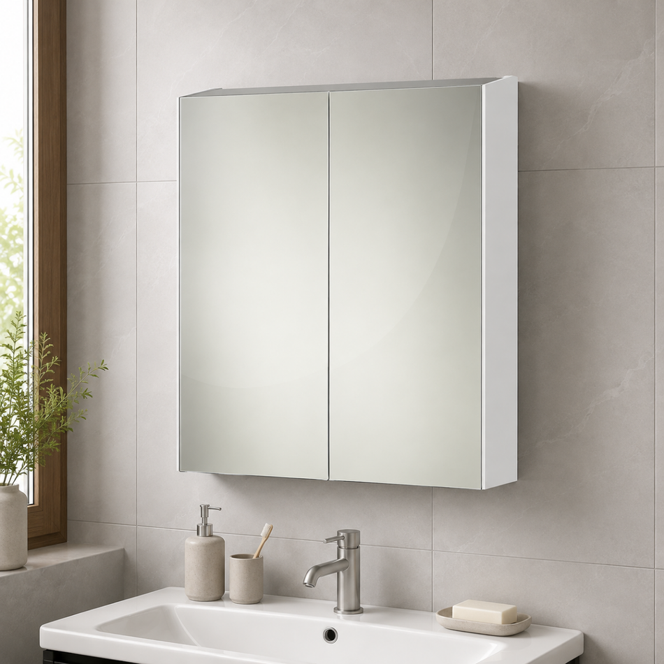 Hudson Reed Athena Fusion Fitted Wall Hung Double Door 600mm Mirror Unit (1 size, Gloss White)